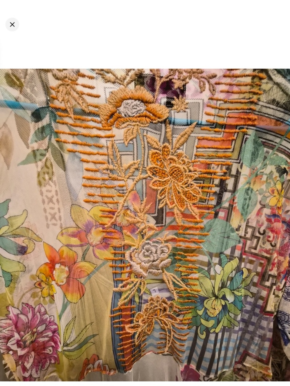 Johnny Was STUNNING Floral Multicolor Long Sleeve MIDI Dress - Cream Base - Picture 8 of 11